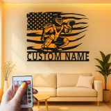 Insegna in metallo personalizzata con luce LED per catcher di baseball - Regalo personalizzato per appassionati di baseball e decorazione per stanze sportive 1