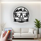 Insegna in metallo personalizzata con scena di montagna e LED per amanti dell'outdoor