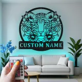 Personalisierte Tigerkopf LED-Leuchte | Florale Metall-Wandkunst | Dschungel-Kinderzimmer Dekoration | Individuelles Geschenk für Tierliebhaber