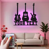 Insegna LED personalizzata a forma di chitarra | Decorazione murale in metallo personalizzata per sala musica | Regalo per musicisti | Arredo da parete per chitarristi