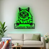 Décoration murale en métal personnalisée avec chat Maine Coon, rétroéclairage LED, cadeau pour amoureux des animaux, décoration de salon