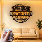 Individuelles LED-Schild für klassische Autos | Personalisierte Metall-Garagenkunst | Vintage-Dekor für Männerhöhlen | Geschenk für Auto-Enthusiasten