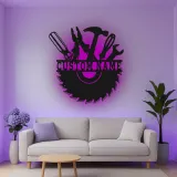 Cartel de metal personalizado con luz LED de juego de herramientas regalo para el manitas decoración de garaje o taller 1
