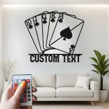 Arte da parete in metallo Royal Flush | Insegna LED personalizzata per sala giochi | Regalo decorativo per serata casino per lui