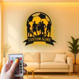 Personalized Soccer Team Metal Sign | Custom LED Wall Art for Athlete Room | Game Room Sports Decor Gift
