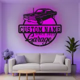 Custom Classic Car Led Light Metal Wall Art Personalized Garage Gift for Him Man Cave Decor 4