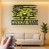 Custom Drone Led Light Metal Wall Art Personalized Gift for Drone Enthusiasts Man Cave or Office Decor