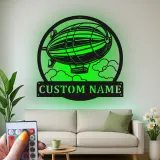 Custom Zeppelin Led Light Metal Wall Art Personalized Aviation Gift for Him Office or Man Cave Decor
