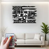 Enseigne personnalisée pour pompier en métal avec LED | Décoration murale personnalisée de camion de pompiers | Cadeau pour pompier pour déco de caserne