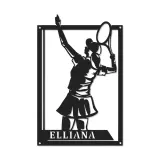 Custom Female Tennis Player Led Light Metal Wall Art Personalized Gift for Tennis Enthusiasts Game Room Decor