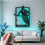 Custom Field Hockey Player Led Light Metal Wall Art Sports Gift for Athletes Game Room Decor
