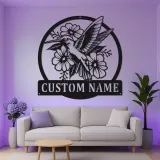 Custom Hummingbird Metal Sign | LED Light Wall Art | Personalized Floral Garden Decor | Housewarming Gift for Bird Lovers