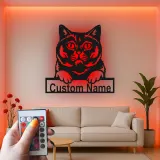 Personalisierte LED-Metall-Wandkunst mit Katze – Geschenk für Katzenliebhaber für Wohn- oder Schlafzimmer 1