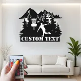 Cartel de metal personalizado con jugador de golf de disco, regalo iluminado LED