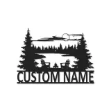 Personalisiertes Schild für das Ferienhaus | LED Metall-Wandkunst mit Adirondack-Stühlen | Individuelles Geschenk für die Hütte