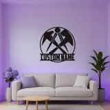 Insegna in metallo personalizzata martello e ascia | Decorazione LED per officina, man cave o garage | Regalo personalizzato per carpentiere
