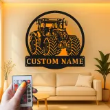 Insegna in metallo LED personalizzata per trattori - Regalo per agricoltori, decorazione per fattoria