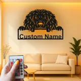 Custom Cocker Spaniel Led Light Metal Wall Art Personalized Dog Lover Gift Living Room Pet Decor