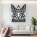 Art Mural en Métal LED de Chat Sphynx | Décor Gothique Personnalisé pour la Maison | Cadeau Personnalisé pour Amateurs de Chats Sorciers pour Salons et Studios