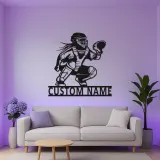 Cartel LED personalizado de receptora de softball | Arte mural de metal personalizado para habitación de chicas | Regalo para atleta femenina | Decoración de guardería deportiva