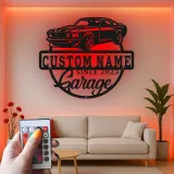 Décoration murale en métal LED personnalisée pour voiture de muscle, cadeau de garage pour passionnés de voitures, décoration de man cave 6