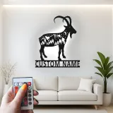 Custom Mountain Goat Metal Sign | Personalized LED Wall Art | Wildlife Decor for Nature Lover & Cabin