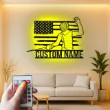 Personalized Fencing LED Sign | Custom Fencer Name Wall Art | USA Flag Metal Decor for Athlete Gift