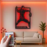 Insegna in metallo LED personalizzata con lanciatore di baseball - Regalo per appassionati di sport e decorazione per sala giochi