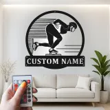 Personalisierte LED-Schild für Eisschnellläufer | Individuelle Metall-Wandkunst für Eiskunstläufer | Geschenk für Sportlerzimmer