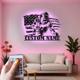 Insegna in metallo LED personalizzata con bandiera americana per saldatori, regalo personale per saldatori, decorazione per garage o laboratorio