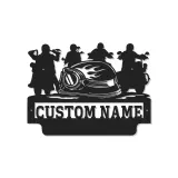 Panneau en métal de moto personnalisé avec LED | Art mural de nom de biker sur mesure | Décoration de cave à vin et garage | Cadeau pour pilotes