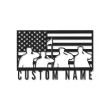 Patriotic American Flag Metal Sign | Custom Veteran Name Wall Art | LED Backlit Military Silhouette Decor