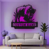 Custom Bison Led Light Metal Wall Art Personalized Wildlife Gift for Nature Lovers Rustic Home Decor 1