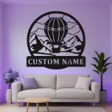 Panneau en Métal Montgolfière Personnalisé | Art Murale LED pour Nurserie | Décor d'Aventure et de Voyage Personnalisé