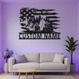 Custom Family Fishing LED Sign | American Flag Metal Wall Art | Personalized Cabin Decor | Outdoor Lover Gift