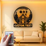 Décoration murale en métal LED personnalisée - Maison en pain d'épice