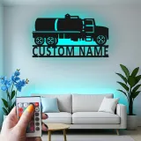 Insegna in metallo LED per camion cisterna | Insegna da parete personalizzata per ufficio | Decorazione industriale personalizzata per camionisti e logistica