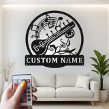 Panneau LED Sitar Personnalisé | Décoration murale en métal sur mesure pour studio de musique | Cadeau pour musicien | Décor d'instrument indien