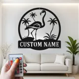 Custom Flamingo LED Sign | Personalized Metal Wall Art | Tropical Beach House & Patio Decor | Custom Name Gift