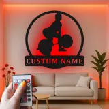 Décoration murale en métal personnalisée pour haltérophile avec rétroéclairage LED - Cadeau de fitness pour passionnés de gym