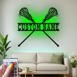 Personalized Lacrosse Sign | LED Metal Wall Art | Custom Name Decor for Player Bedroom | Sports Gift