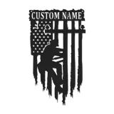 Cartel LED de liniero con bandera americana | Decoración mural de metal con nombre personalizado | Regalo patriótico para electricistas | Decoración para trabajador de servicios públicos
