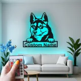 Cartel de metal LED personalizado de Pastor Alemán, regalo para amantes de los perros, decoración para la sala de estar