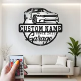 Décoration murale en métal LED personnalisée pour garage automobile - Décoration murale pour passionnés de voitures