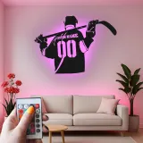 Cartel LED personalizado de jugador de hockey | Decoración mural de metal a medida | Decoración para habitación de aficionados al deporte y regalo para deportistas