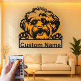 Cartel de metal LED personalizado de Shih Tzu, regalo para amantes de los perros, decoración para sala de estar