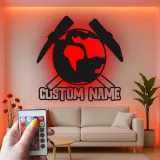 Custom Geology LED Metal Wall Art | Personalized Geologist Gift Sign | Earth & Rock Hammer Decor for Study Room & Office