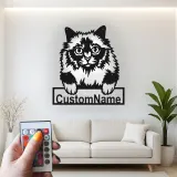 Cartel de metal LED de gato persa personalizado, regalo para amantes de mascotas, decoración para dormitorio o sala de estar
