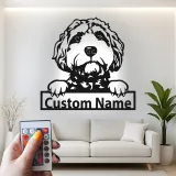 Custom Labradoodle Led Light Metal Wall Art Personalized Dog Lover Gift Living Room Pet Decor 1