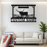 Texas Longhorn Metal Wall Art | Custom Ranch Sign with LED Lights | Personalized Farmhouse Decor for Cattleman